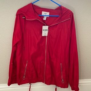 red windbreaker type jacket